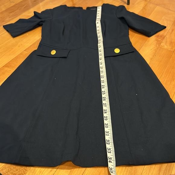 Vince Camuto Navy Blue Faux Pocket Dress Cute Sleeves and Gold Button Detail - Picture 5 of 6